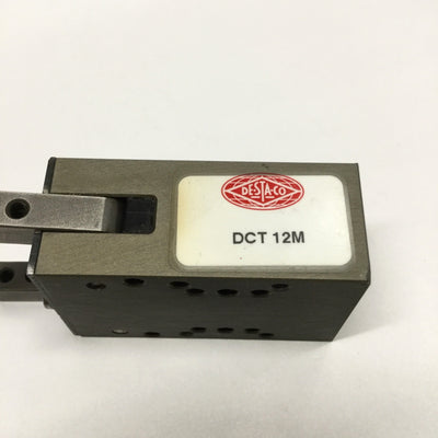 Used Destaco DCT-12M 2-Jaw Finger Angular Gripper, 180°, 7lbf at 100psi, 12mm Bore