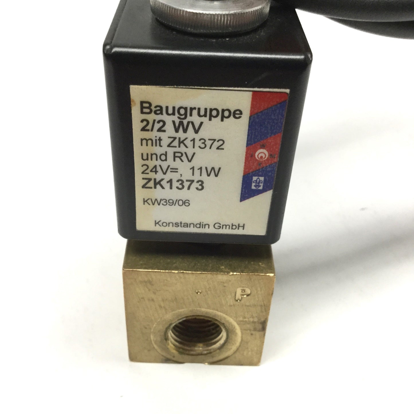 Used Konstandin Baugruppe ZK1373 2/2-Way NC Solenoid Brass Valve, 24VDC Coil, G1/4