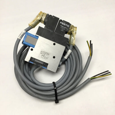 Used Festo VADMI-95 High Vacuum Generator, 0.95mm Laval Nozzle, 85% Max Vac, 24VDC