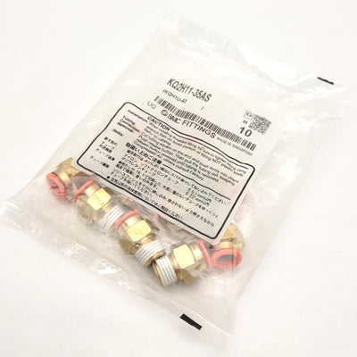 New Pack Of 10 SMC KQ2H11-35AS Threaded Male One-Touch Fittings 3/8" Tube To 1/4"NPT