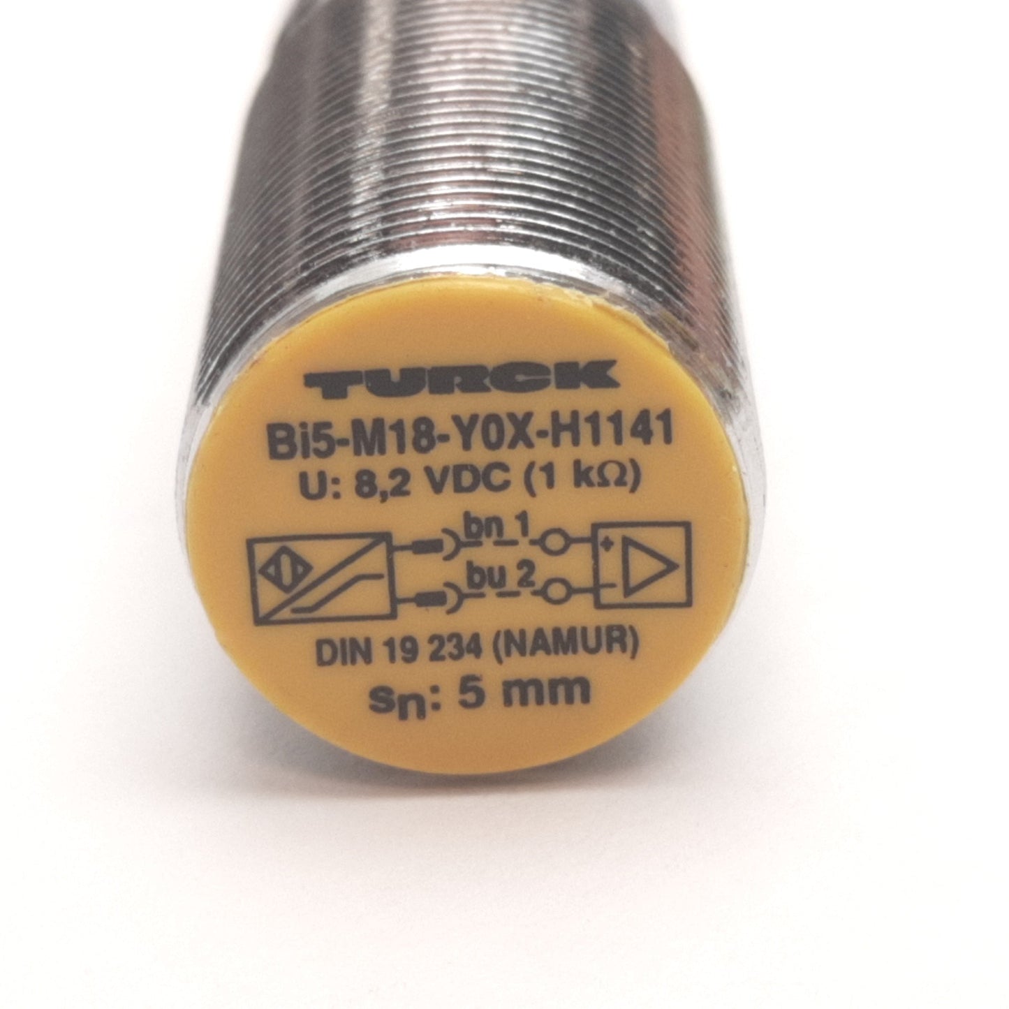 Used Turck Bi5-M18-Y0X-H1141 Inductive Proximity Sensor, 5mm, 15V 60mA, 4-Pin M12