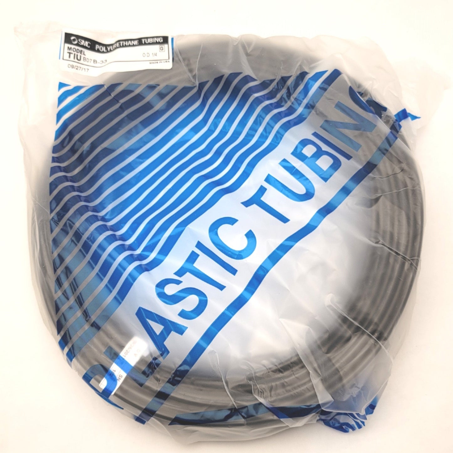 New SMC TIUB07B-33 Polyurethane Tubing 1/4" O.D. 100Ft Roll, 0.8MPa Max, Black