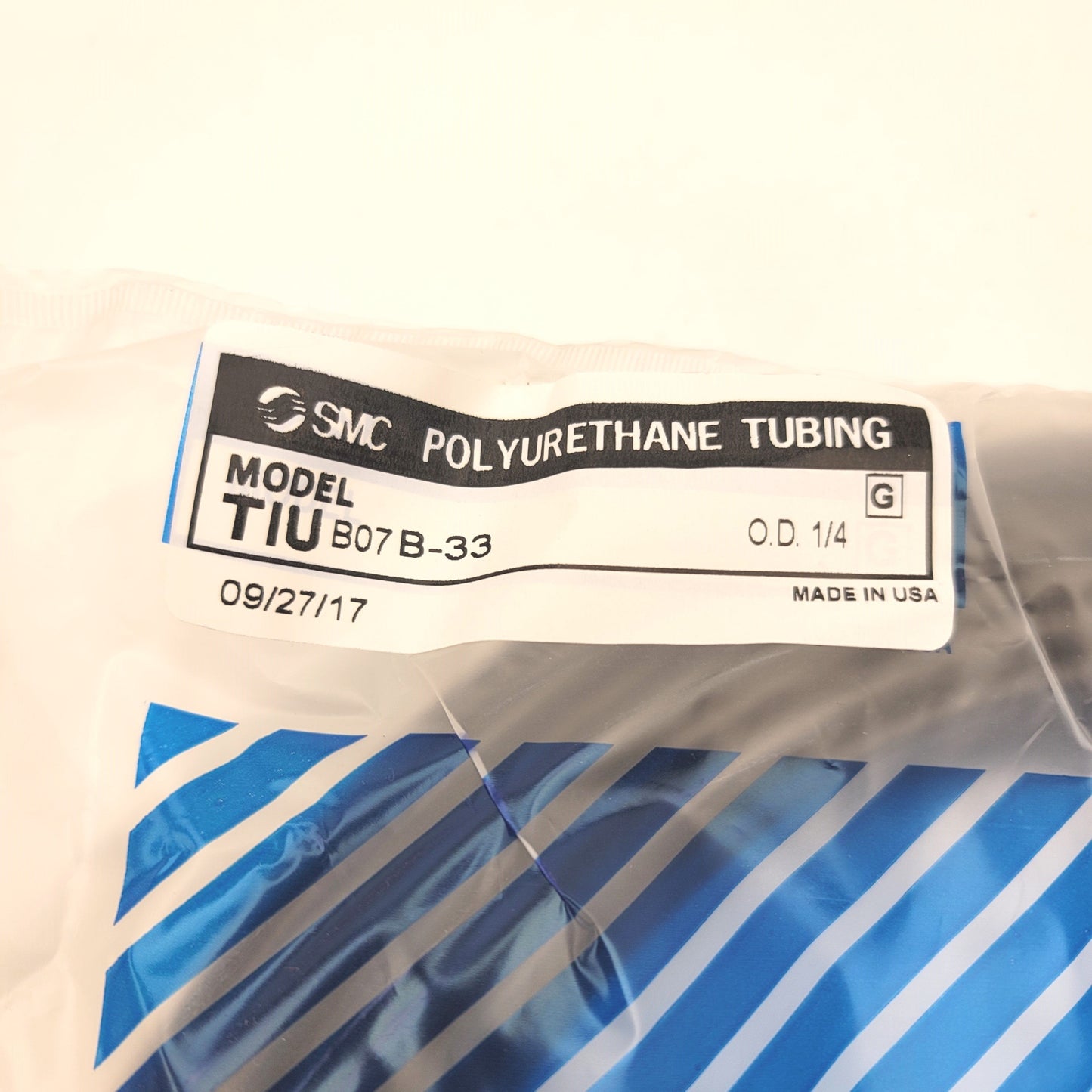 New SMC TIUB07B-33 Polyurethane Tubing 1/4" O.D. 100Ft Roll, 0.8MPa Max, Black