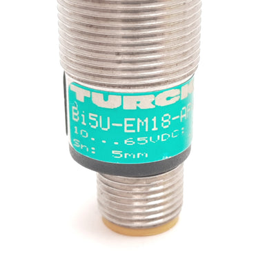 Used Turck Bi5U-EM18-AP4X-H1141 Inductive Proximity Sensor, 5mm, 10-65VDC, PNP N/O