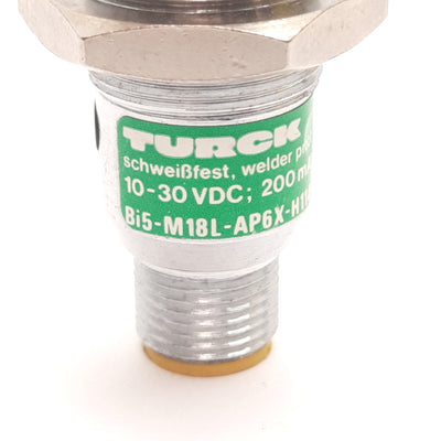 Used Turck Bi5-M18L-AP6X-H1141/S34 Inductive Proximity Sensor, 5mm, 10-30VDC, PNP N/O