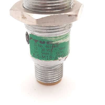 Used Turck Bi5-M18-AN6X-H1141 Inductive Proximity Sensor, 5mm, 10-30VDC, NPN N/O
