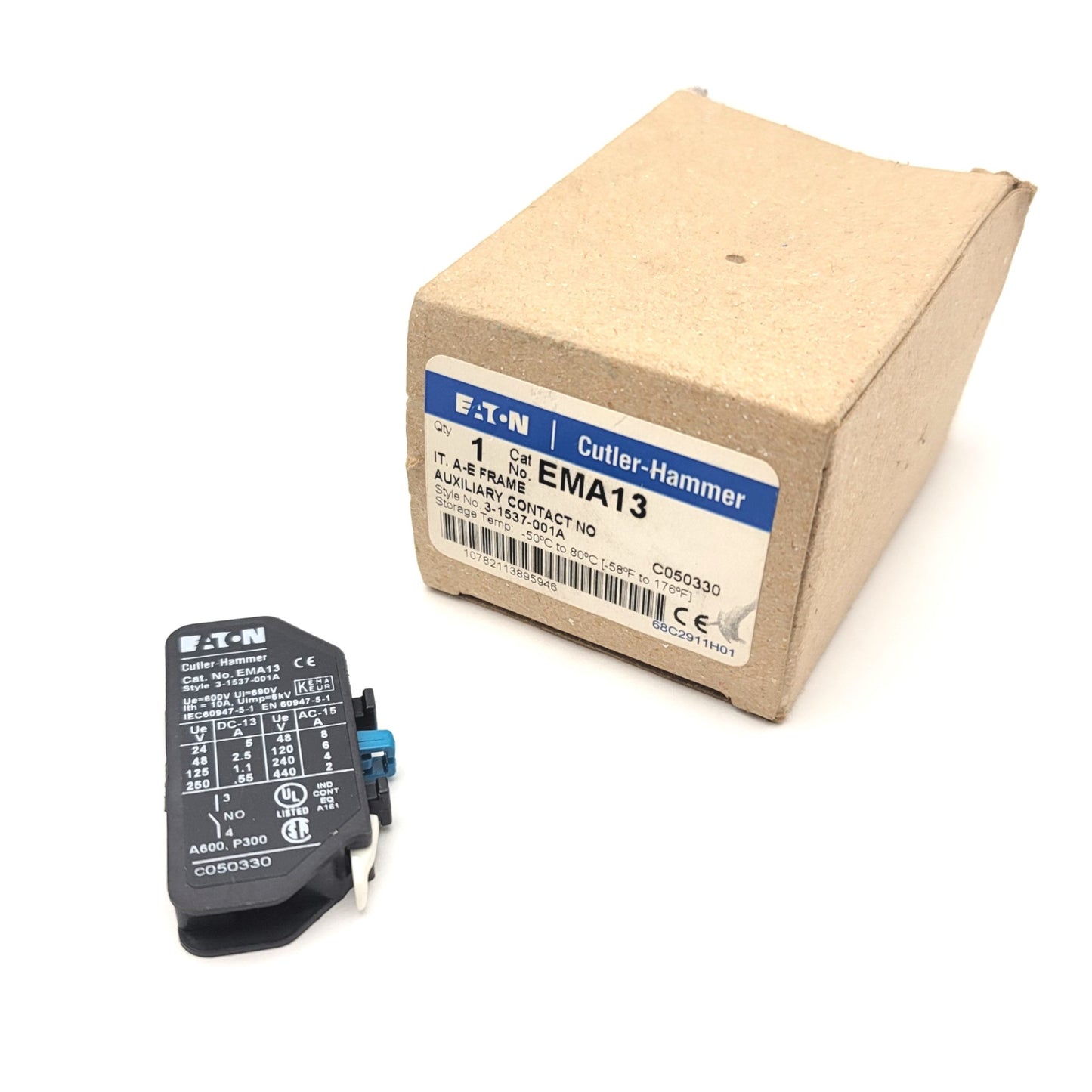 New Eaton Cutler Hammer EMA13 Auxiliary Contact Block, Normally Closed NC 600V 10A