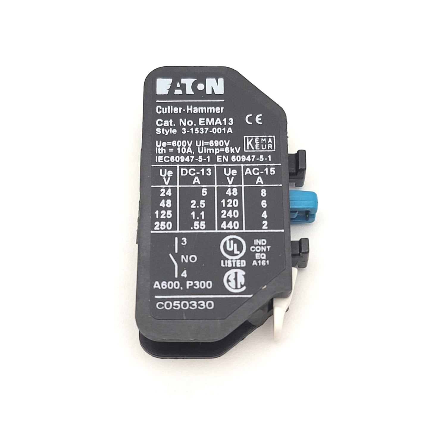 New Eaton Cutler Hammer EMA13 Auxiliary Contact Block, Normally Closed NC 600V 10A