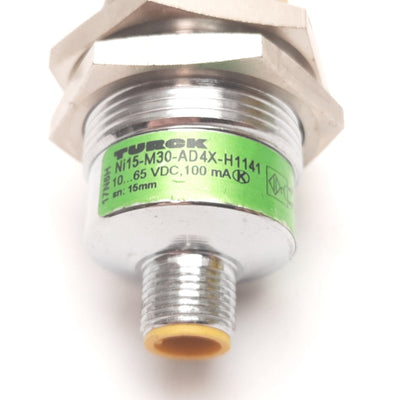 Used Turck Ni15-M30-AD4X-H1141 Inductive Proximity Sensor, 15mm, 10-65VDC, M30