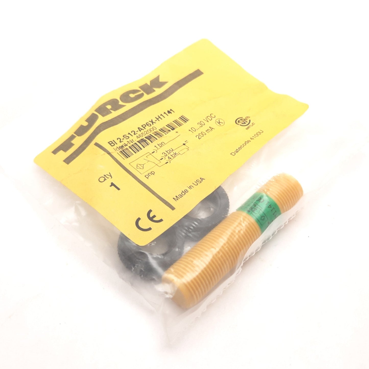 New Turck Bi2-S12-AP6X-H1141 Inductive Proximity Sensor, 2mm, 10-30VDC, PNP N/O