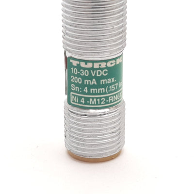 Used Turck Ni4-M12-RN6X-H1143 Inductive Proximity Sensor, 4mm, 10-30VDC, NPN N/C