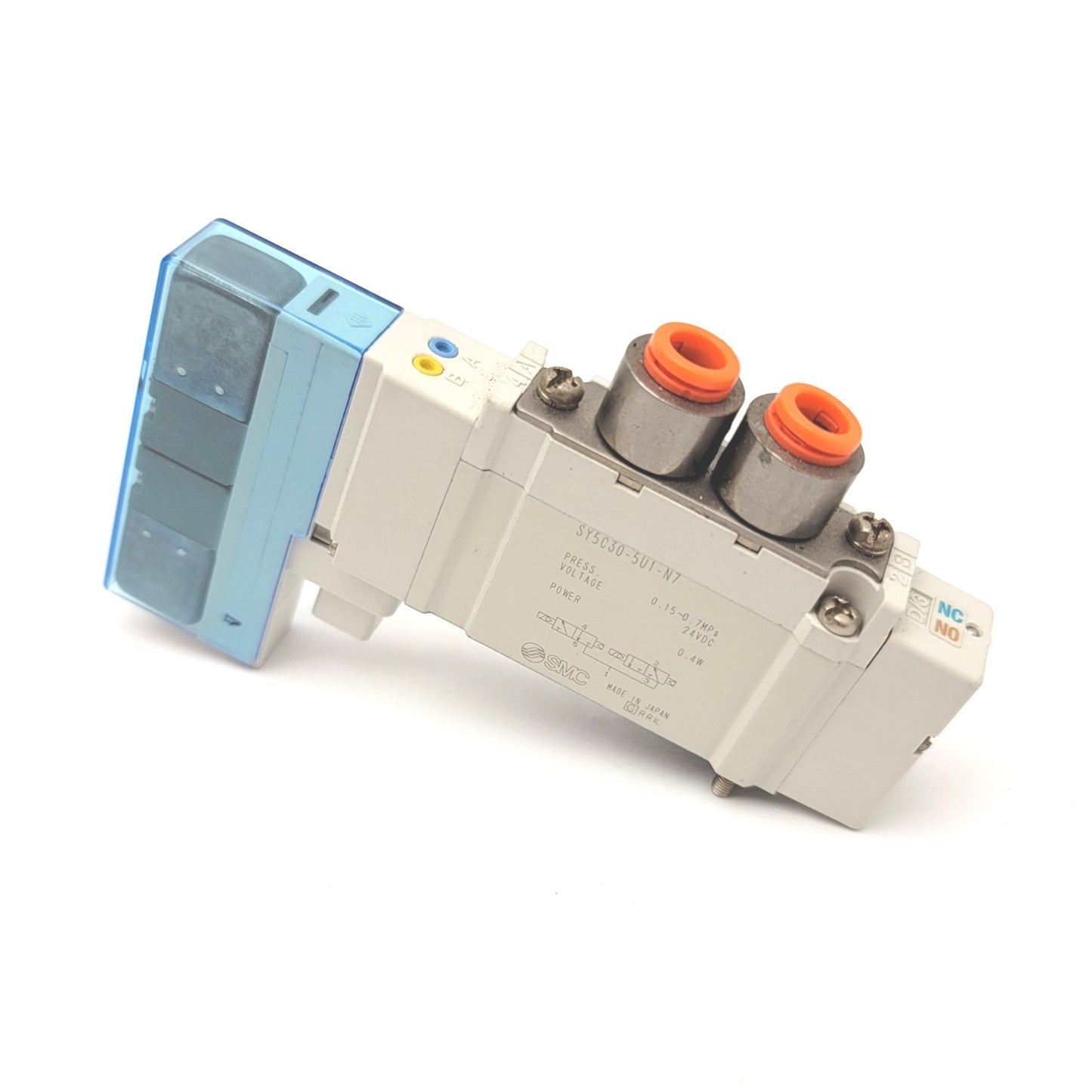 Used SMC SY5C30-5U1-N7 4-Position Dual 3-Port Solenoid Valve NC/NO 24VDC, 0.15-0.7MPa