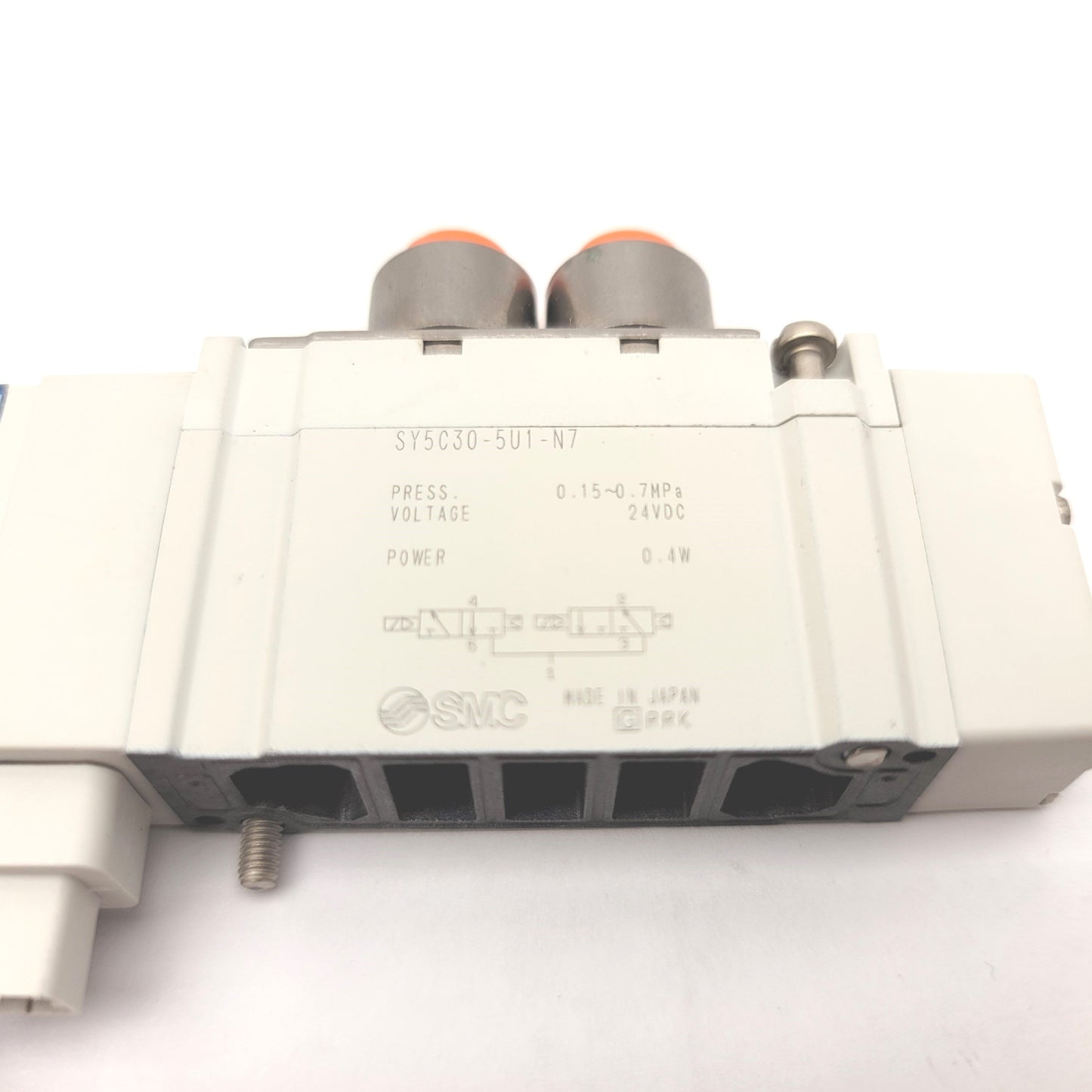 Used SMC SY5C30-5U1-N7 4-Position Dual 3-Port Solenoid Valve NC/NO 24VDC, 0.15-0.7MPa