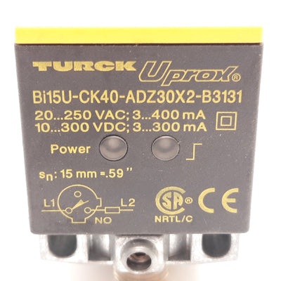 Used Turck Bi15U-CK40-ADZ30X2-B3131 Inductive Proximity Sensor, 15mm, 3-Pin 1/2-20UNF