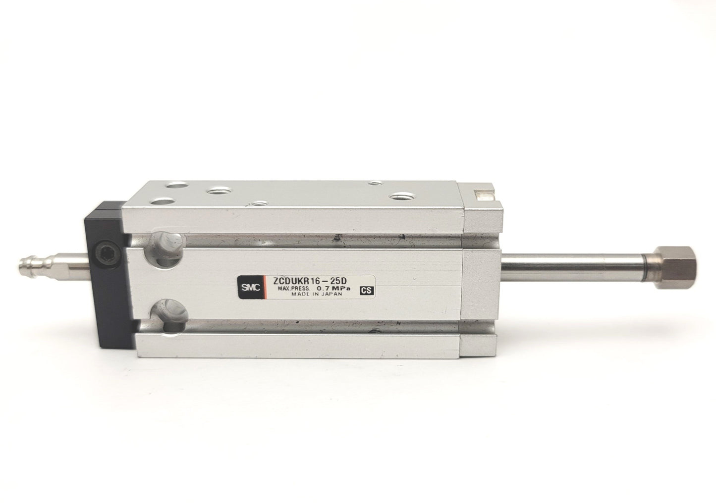 Used SMC ZCDUKR16-25D Free Mount Cylinder For Vacuum Bore: 16mm, Stroke: 25mm, 0.7MPa