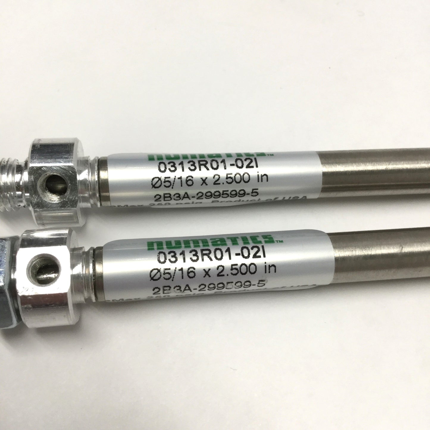 Used Lot of 2 Numatics 0313R01-02I Spring Extend Cylinder 5/16" Bore, 2-1/2" Stroke