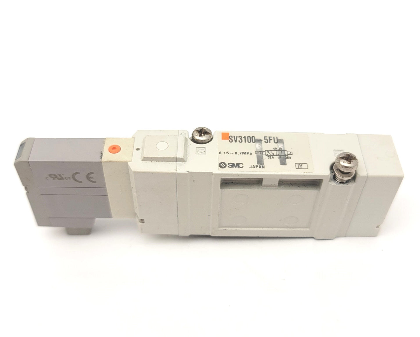 Used SMC SV3100-5FU 5-Port 2-Position Single Solenoid Valve, 24VDC, 0.15-0.7MPa