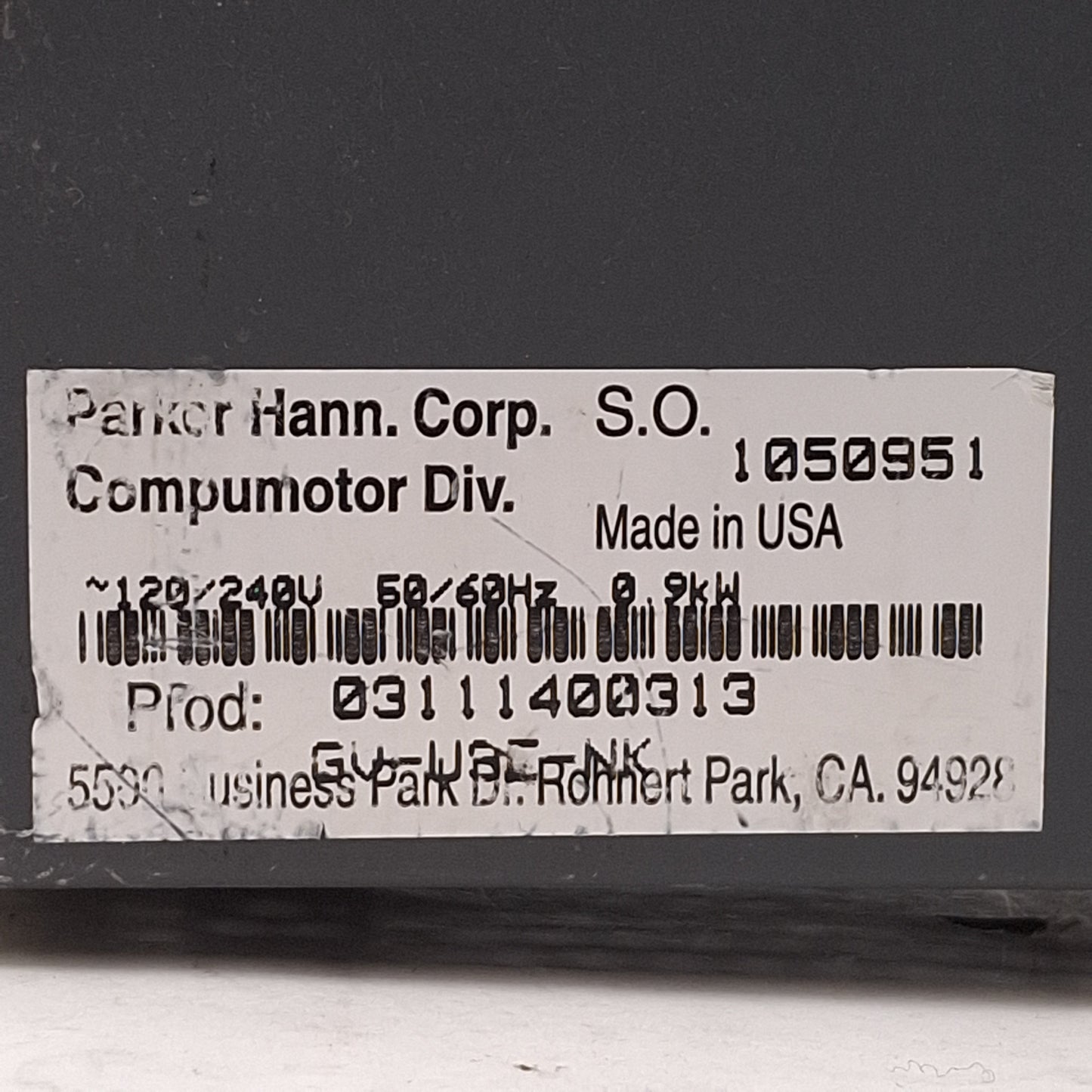 Used Parker GV-U3E-NK Gemini Servo Motor Drive, 1-Axis, 170/340VDC 3A Bus, 120/240VAC