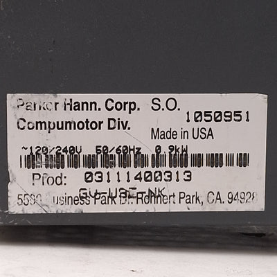 Used Parker GV-U3E-NK Gemini Servo Motor Drive, 1-Axis, 170/340VDC 3A Bus, 120/240VAC