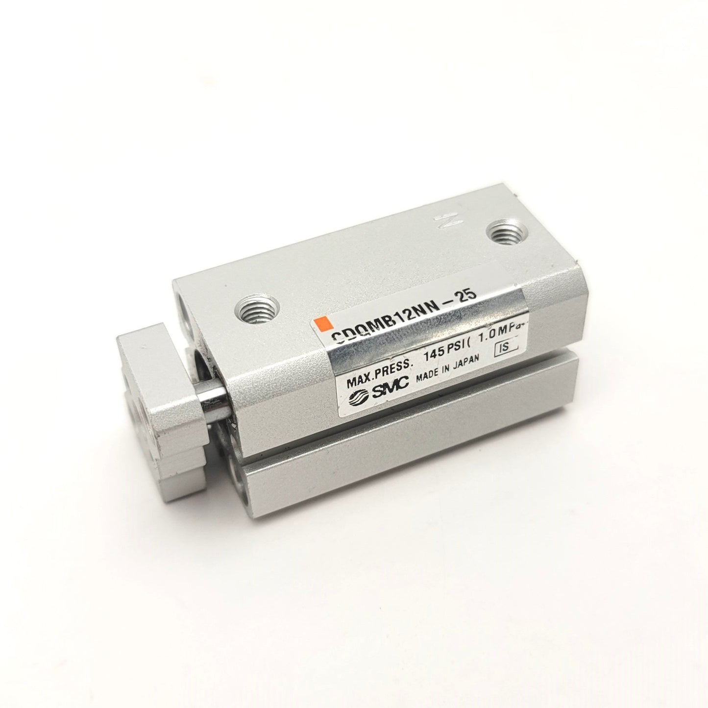 Used SMC CDQMB12NN-25 Compact Guide Rod Cylinder Bore: 12mm, Stroke: 25mm, 125psi Max
