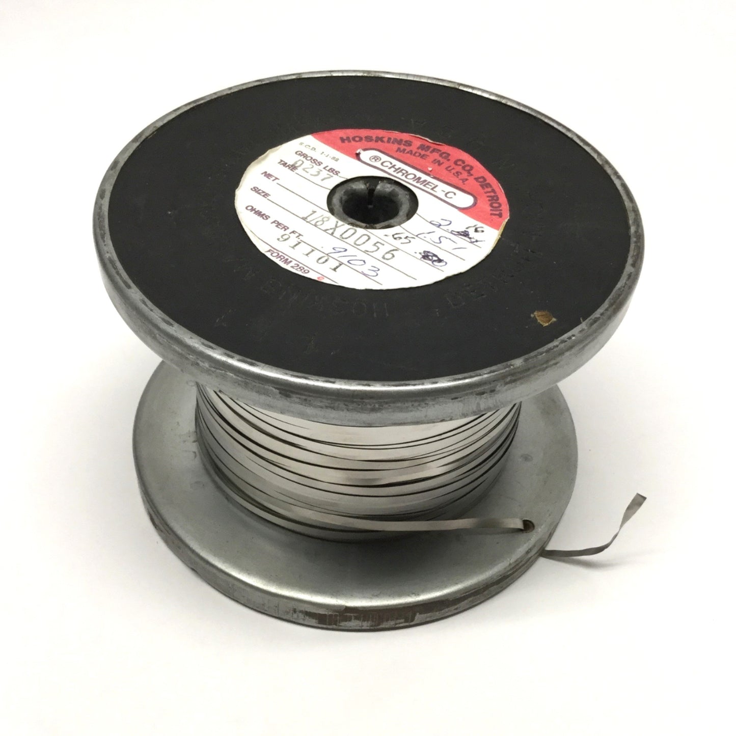 Used Hoskins CHROMEL-C 1/8" x 0.0056" Resistance Ribbon Wire, .9103 OHM/ft, 0.65lb