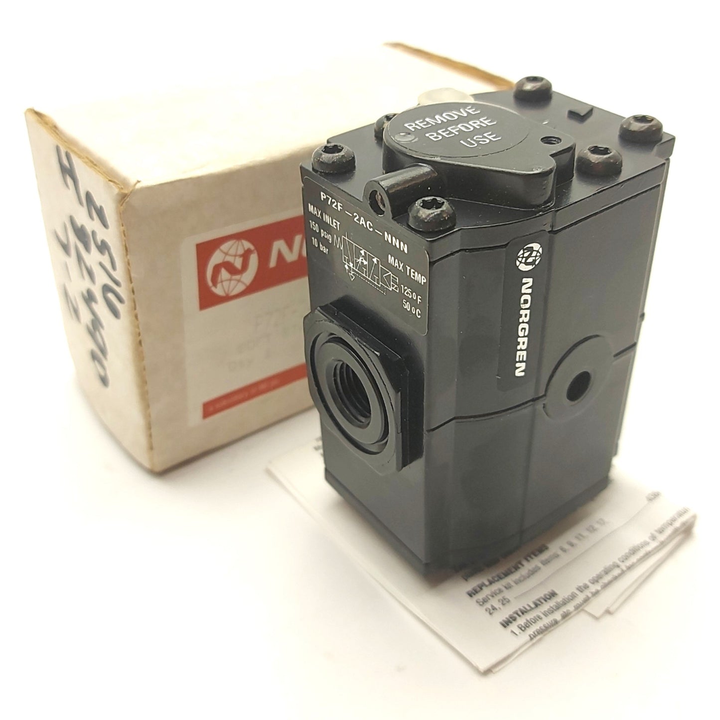 New Norgen P72F-2AC-NNN Solenoid Operated Soft Start Valve, 1/4"NPTF, 44-150PSI