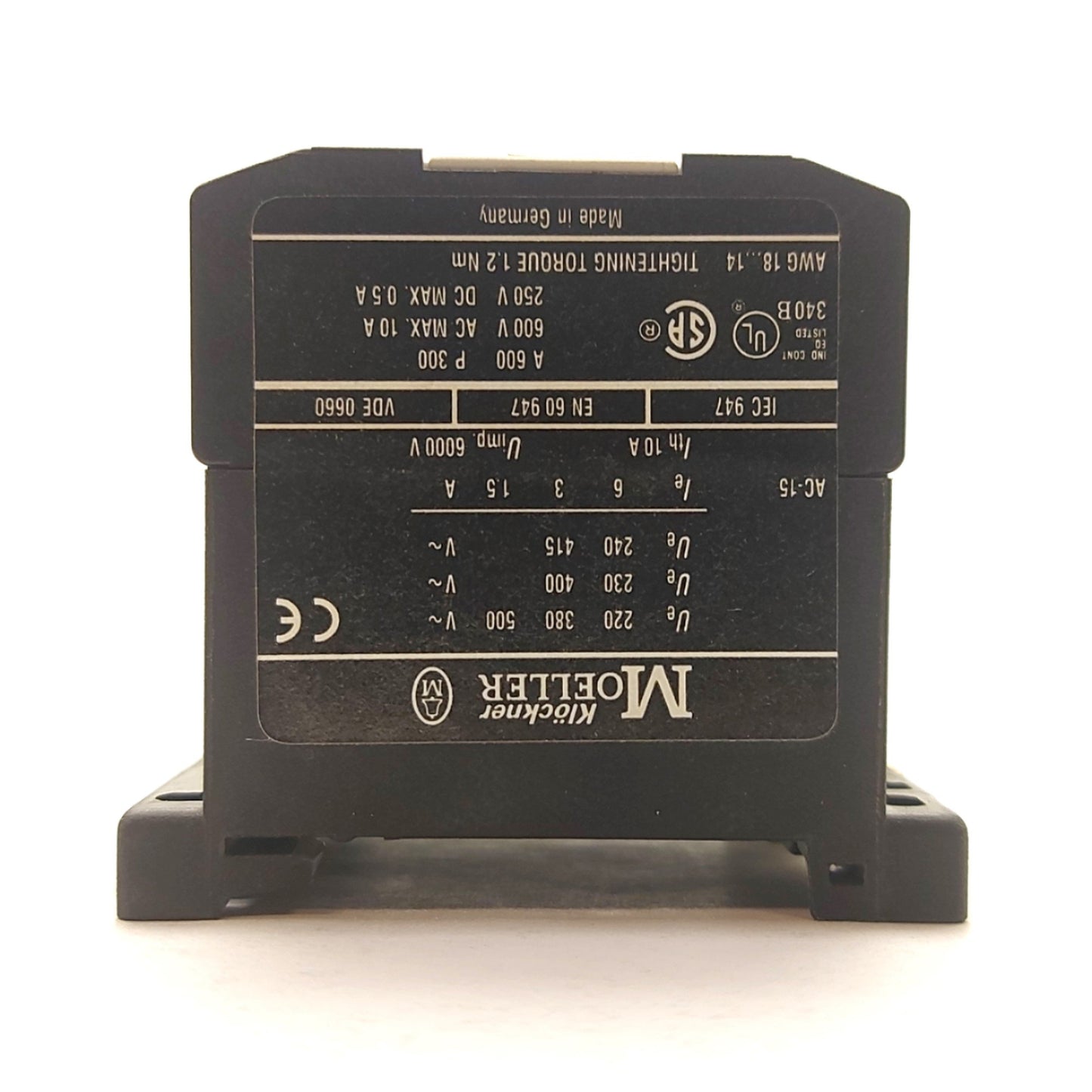 Used Moeller DIL ER-22-G Contactor 2x NO 2x NC 220VAC 6A, 24VDC Coil, DIN Rail