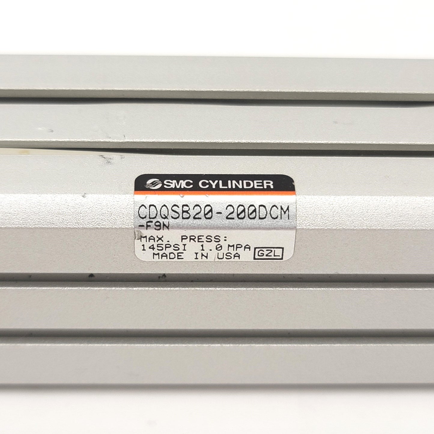 Used SMC CDQSB20-200DCM Compact Cylinder Bore: 20mm, Stroke: 200mm, 145psi Max
