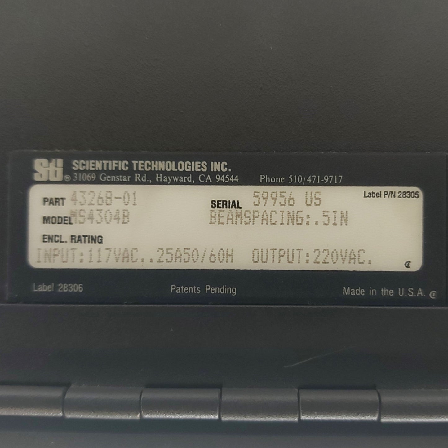 Used STI 43268-01 MS4304B MiniSafe Light Curtain Controller 2x NO Contacts 120VAC