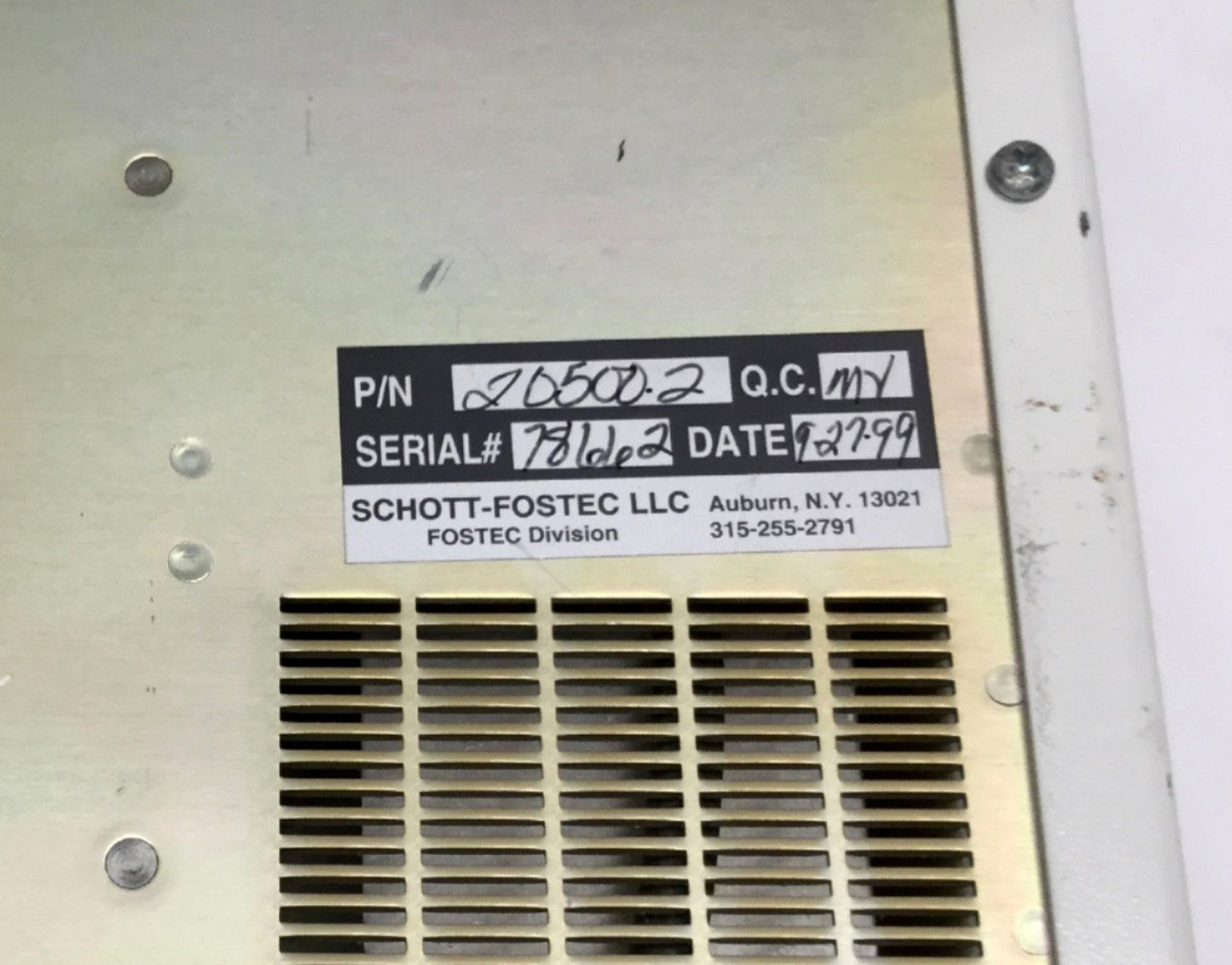 Used Fostec 20500.2 ACE I Fiber Optic Light Source Illuminator, DDL Lamp 150W, 115VAC