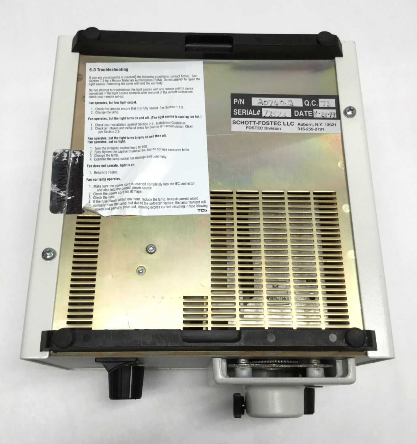 Used Schott-Fostec 20760.2 DCR II Fiber Optic Illumination Light Source DDL Lamp 150W