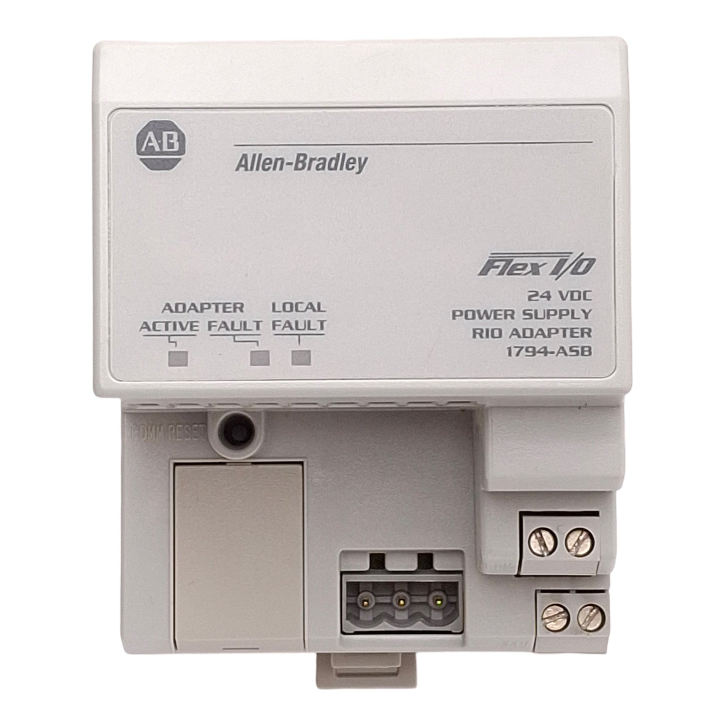 Used Allen Bradley 1794-ASB Ser D Flex I/O Power Supply RIO Remote Adapter 24VDC