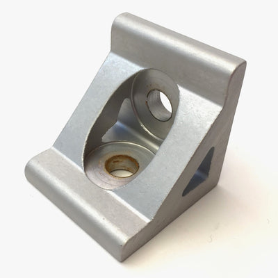 Used Lot of 10 Aluminum Extrusion Inside Gusseted Corner Brackets, 2-Hole, 1.5 x 1.5"