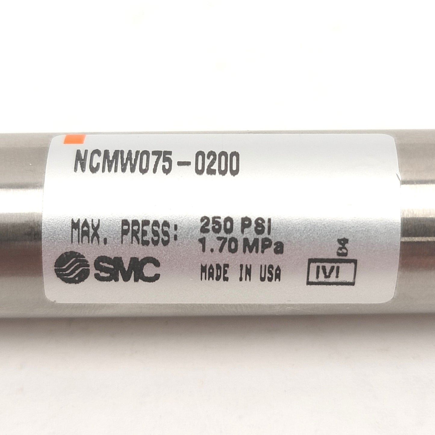 Used SMC NCMW075-0200 Double Rod Round Body Cylinder Bore: 3/4", Stroke: 2", 8-250psi
