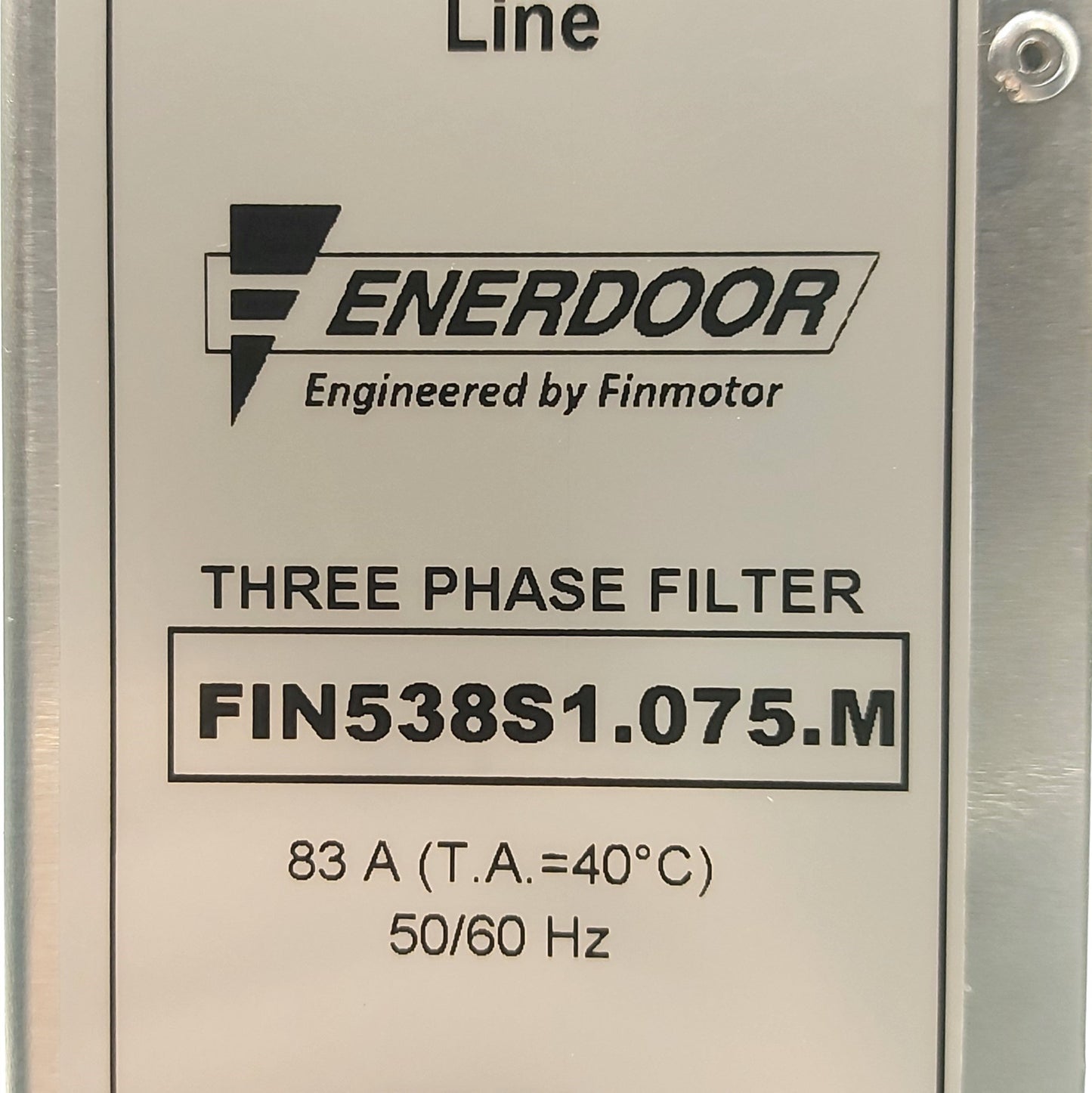 Used Enerdoor FIN538S1.075.M Three Phase Line Filter, 600VAC 83A, 318 x 135 x 85mm
