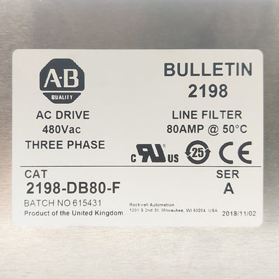 Used Allen Bradley 2198-DB80-F Three Phase Line Filter, 480VAC 80A, 310 x 190 x 92mm