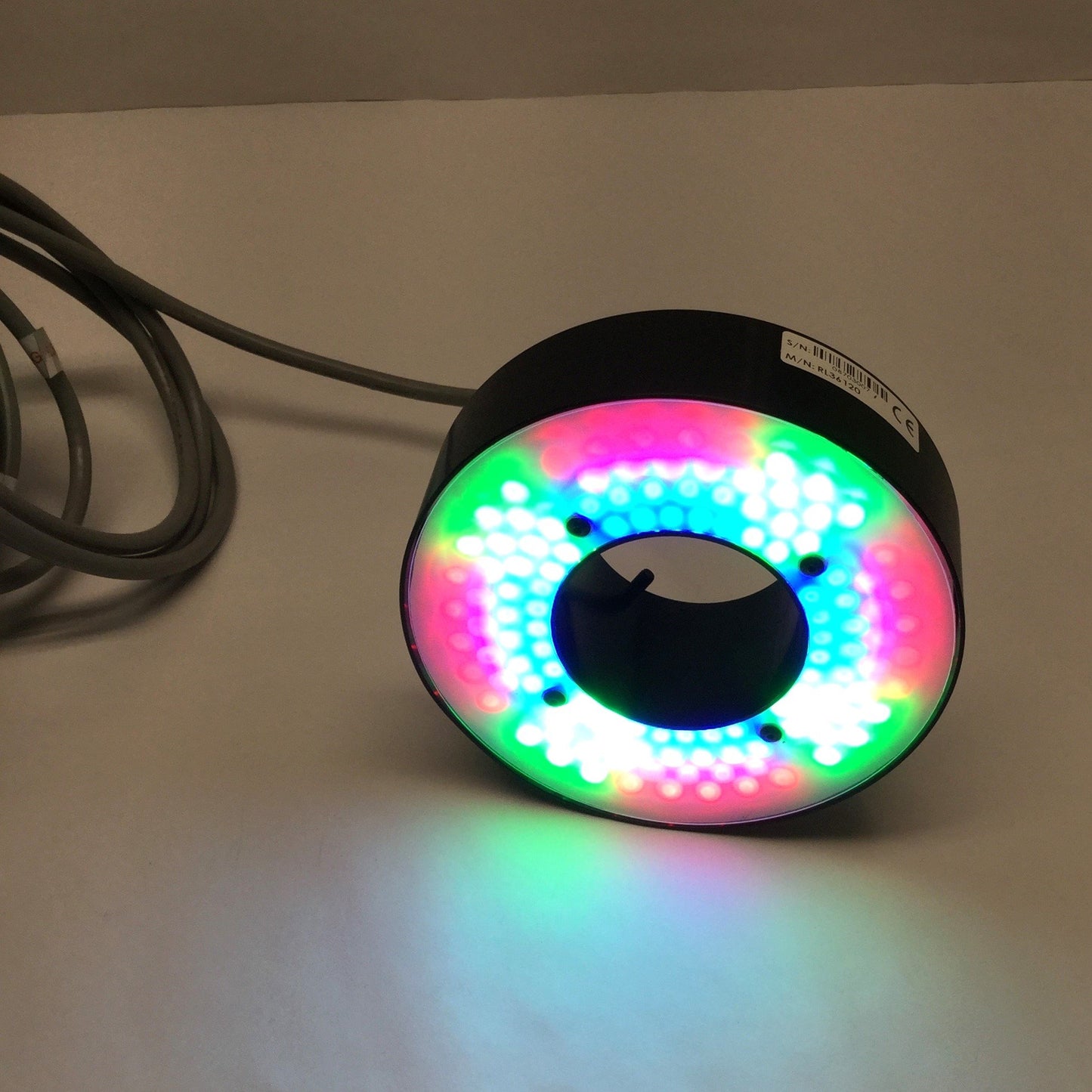 Used Advanced Illumination RL36120 LED Large Aimed Bright Field Ring Light RGB, 24VDC