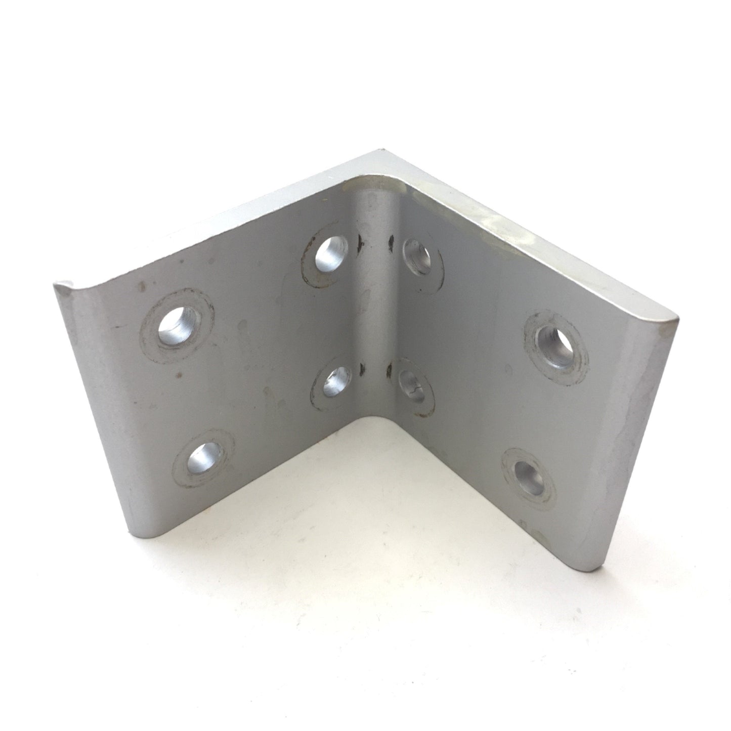 Used Lot of 5 80/20 4304 Aluminum Inside 90° Corner Brackets, 8-Hole, 15 Series
