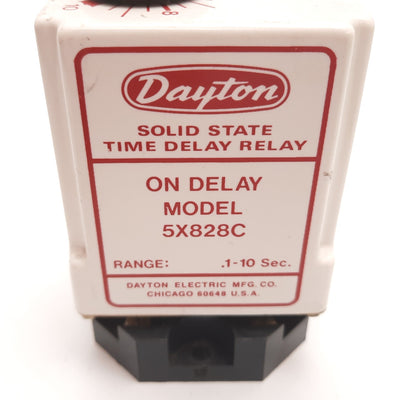 Used Dayton 5X828C Solid State Time Delay Relay, 0.1-10sec, In 120VAC, 10A 120/240VAC