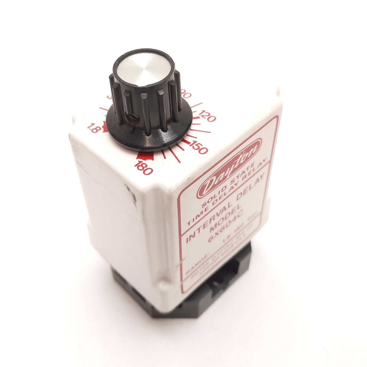 Used Dayton 6X604C Solid State Time Delay Relay, Interval Delay, 1.8-180sec, 120VAC