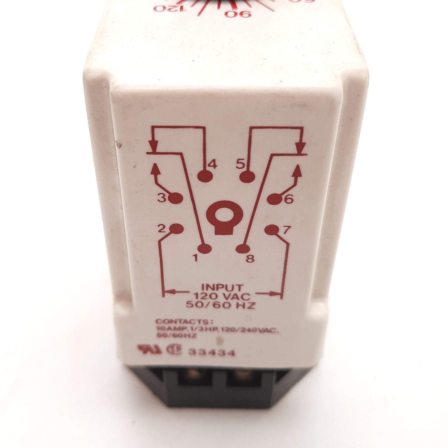 Used Dayton 6X604C Solid State Time Delay Relay, Interval Delay, 1.8-180sec, 120VAC