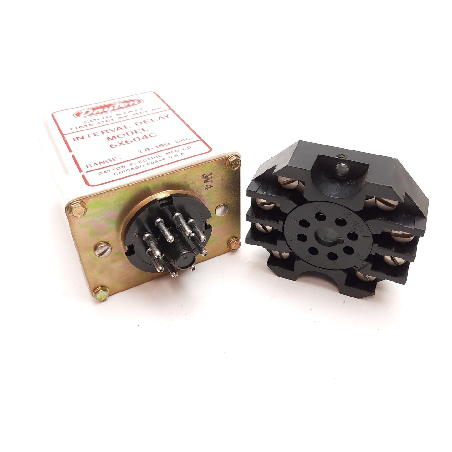 Used Dayton 6X604C Solid State Time Delay Relay, Interval Delay, 1.8-180sec, 120VAC