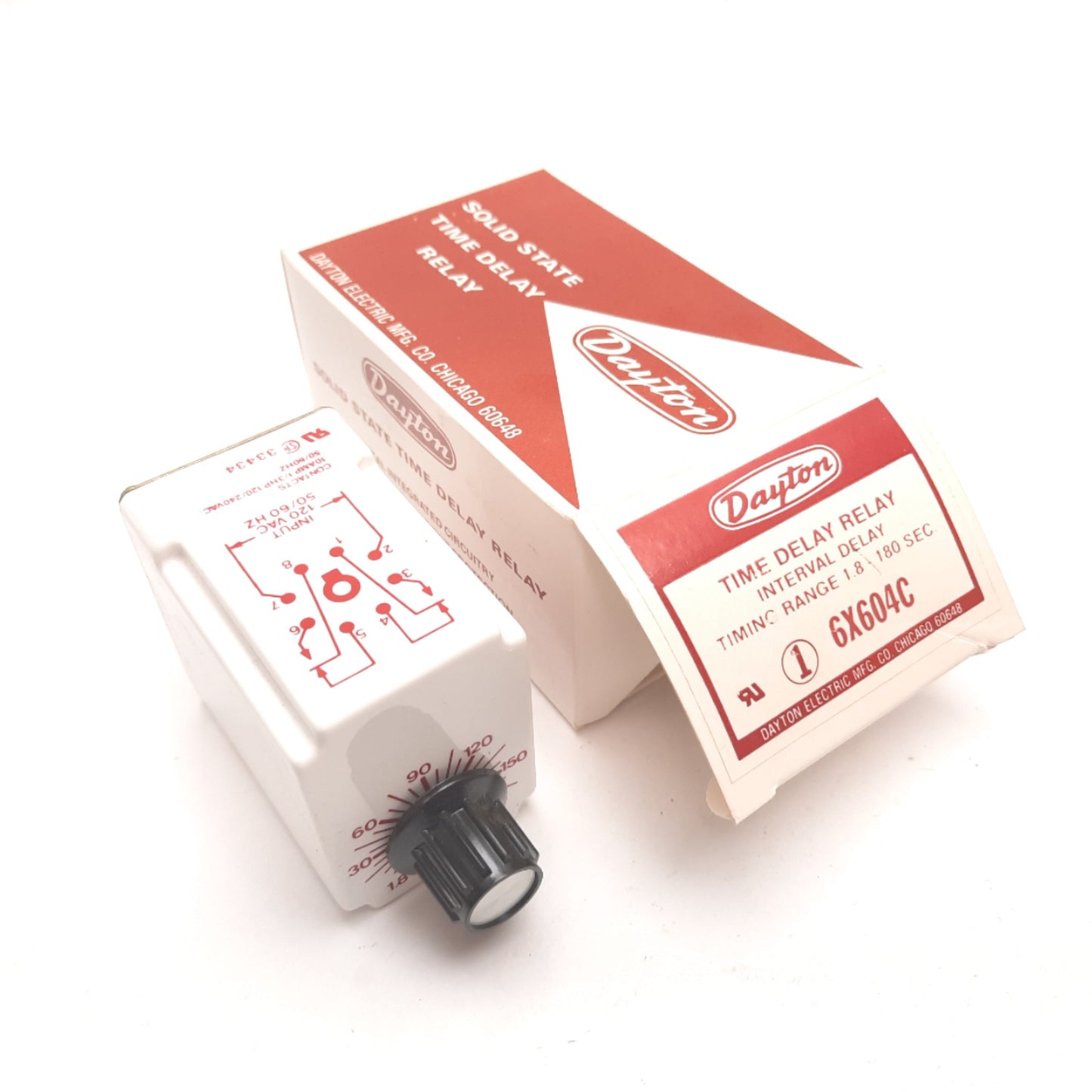 New – Open box Dayton 6X604C Solid State Time Delay Relay, Interval Delay 1.8-180sec 120VAC