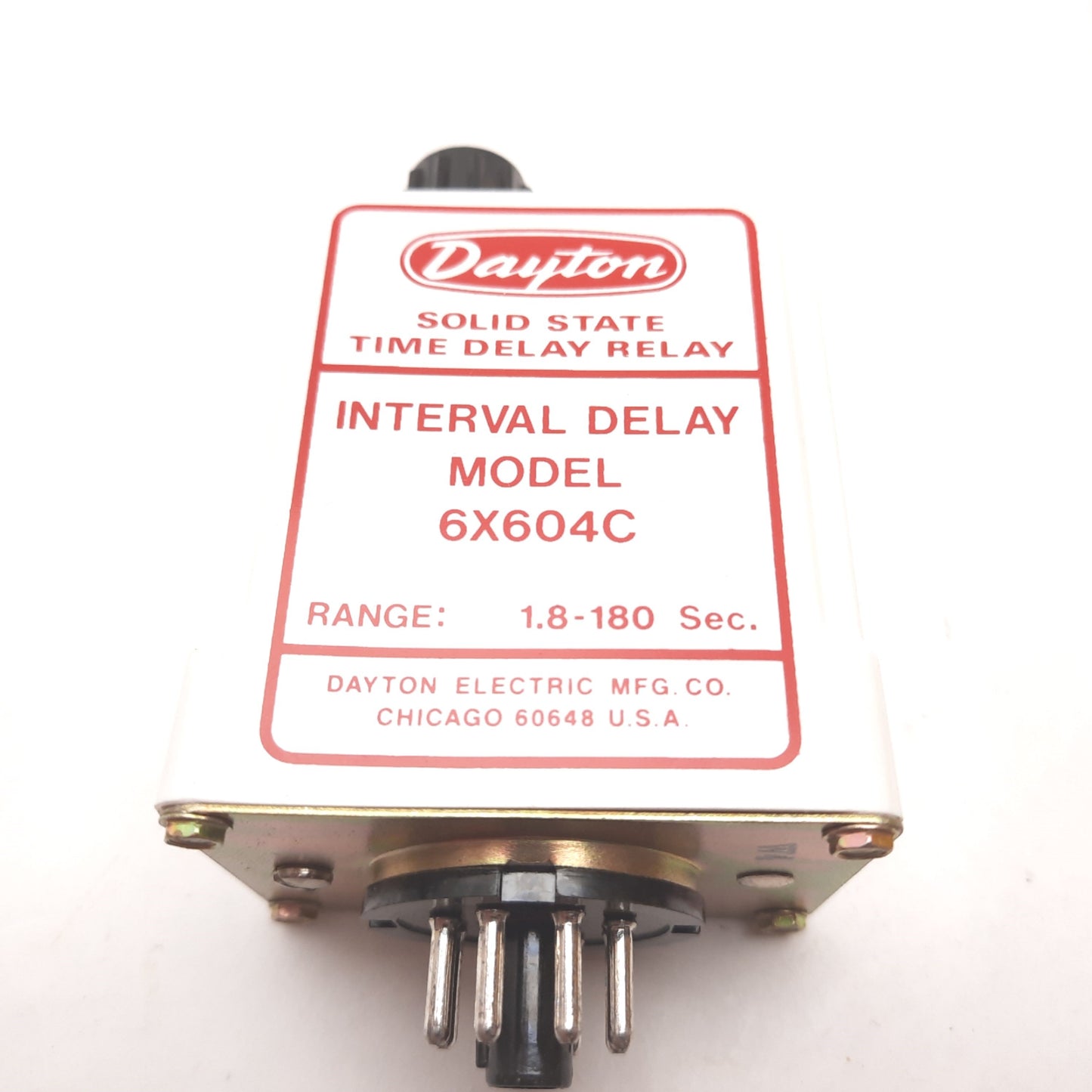 New – Open box Dayton 6X604C Solid State Time Delay Relay, Interval Delay 1.8-180sec 120VAC