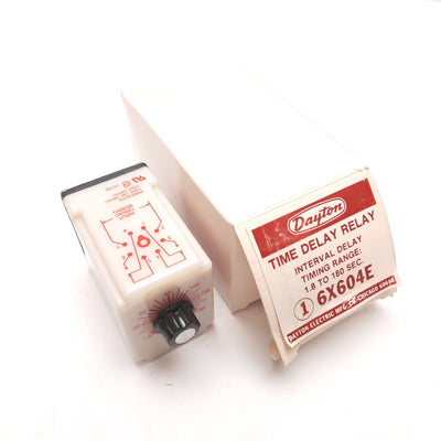 New – Open box Dayton 6X604E Solid State Time Delay Relay, Interval Delay 1.8-180sec 120VAC