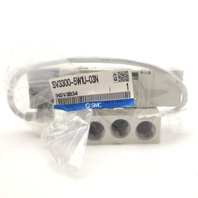New SMC SV3300-5W1U-03N 5-Port Solenoid Valve With Subplate 24VDC 0.2-0.7MPa 3/8"NPT