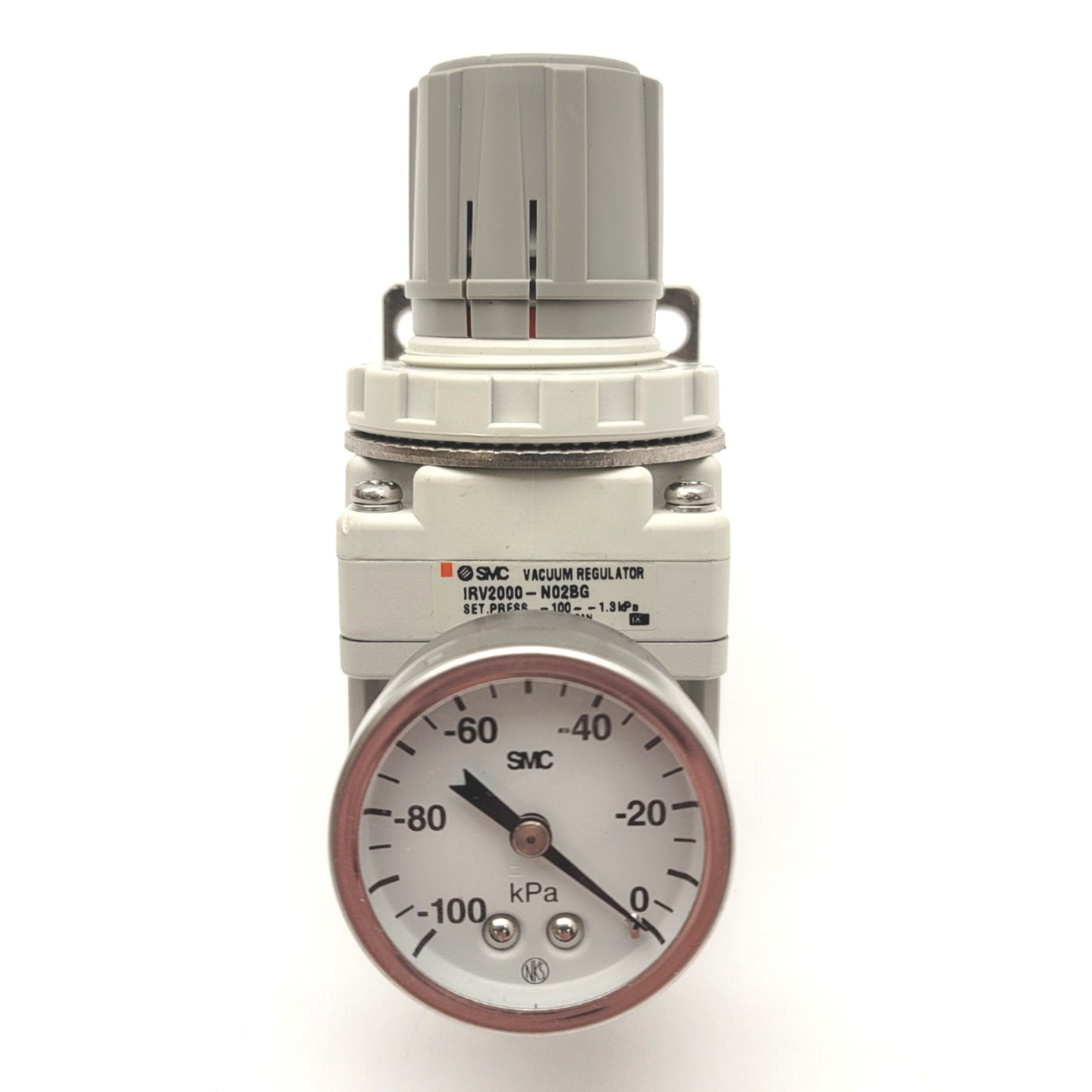 Used SMC IRV2000-N02BG Vacuum Regulator With Gauge And Bracket, -100 To -1.3kPa