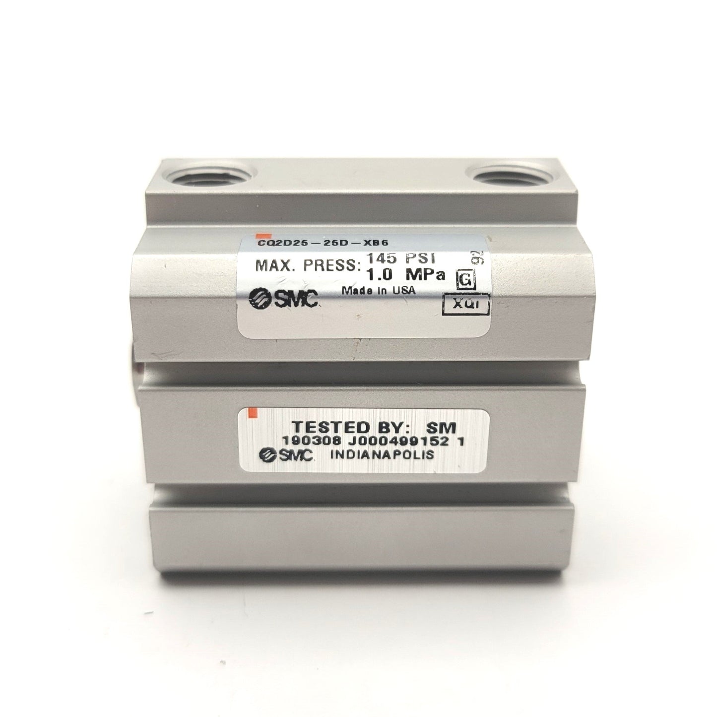 New – Open box SMC CQ2D25-25D-XB6 High Temp Spring Return Compact Cylinder 25mm Stroke, 1.0MPa