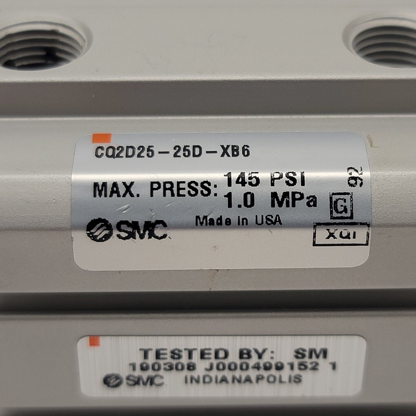 New – Open box SMC CQ2D25-25D-XB6 High Temp Spring Return Compact Cylinder 25mm Stroke, 1.0MPa