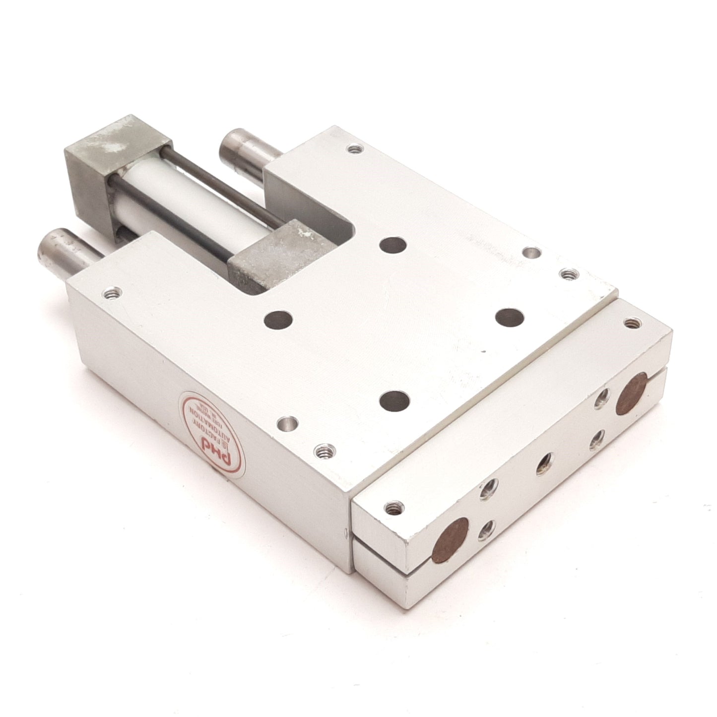 Used PHD SED22X1-PB Slide Guided Cylinder, Bore: 3/4", Stroke: 1", Ports: 10-32UNF